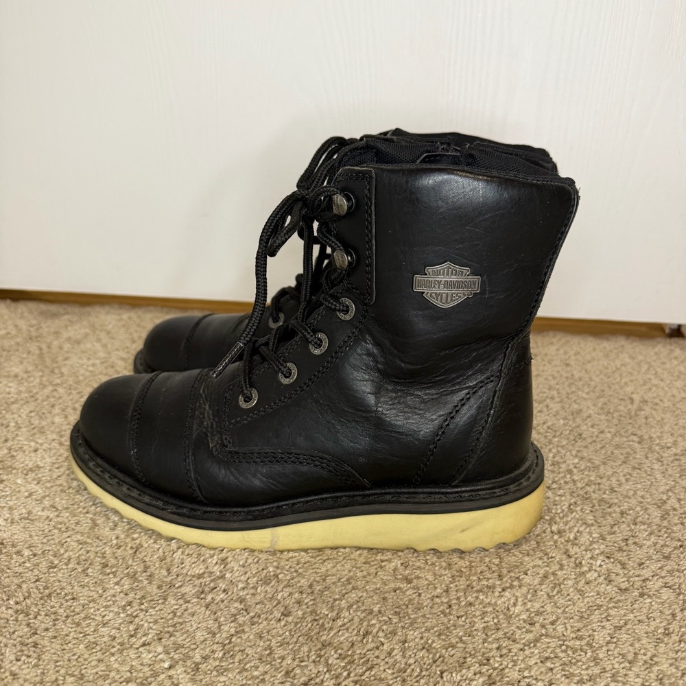 Harley-Davidson Marconi Black Leather Lace-Up Motorcycle Boots - Picture 6 of 12